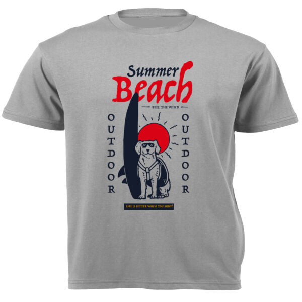 Doggie Surf Packed Graphic on Masculine T-shirt  Thumbnail