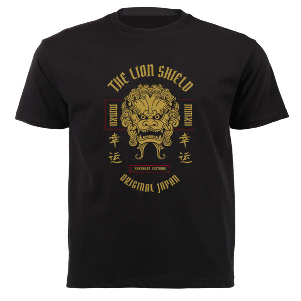 The Lion Shield Packed Graphic on Masculine T-shirt  Thumbnail