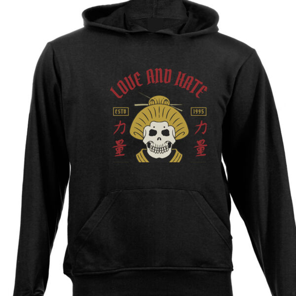 Geisha Skull Packed Graphic on Unisex Hoodie Thumbnail