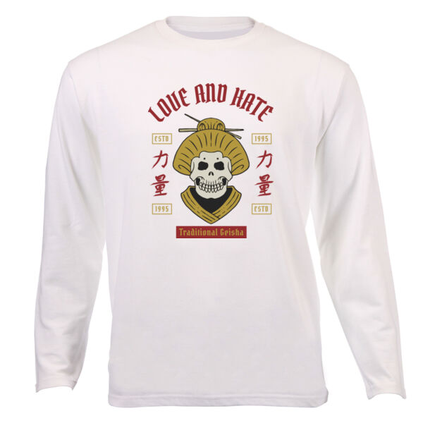 Geisha Skull Packed Graphic on Unisex Long Sleeves Thumbnail