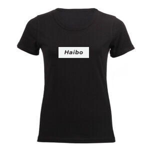 Haibo Graphic on a Feminine Black Tee Thumbnail