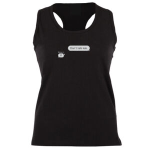 Don’t Talk Kak Binnet Graphic on a Feminine Black Vest Thumbnail